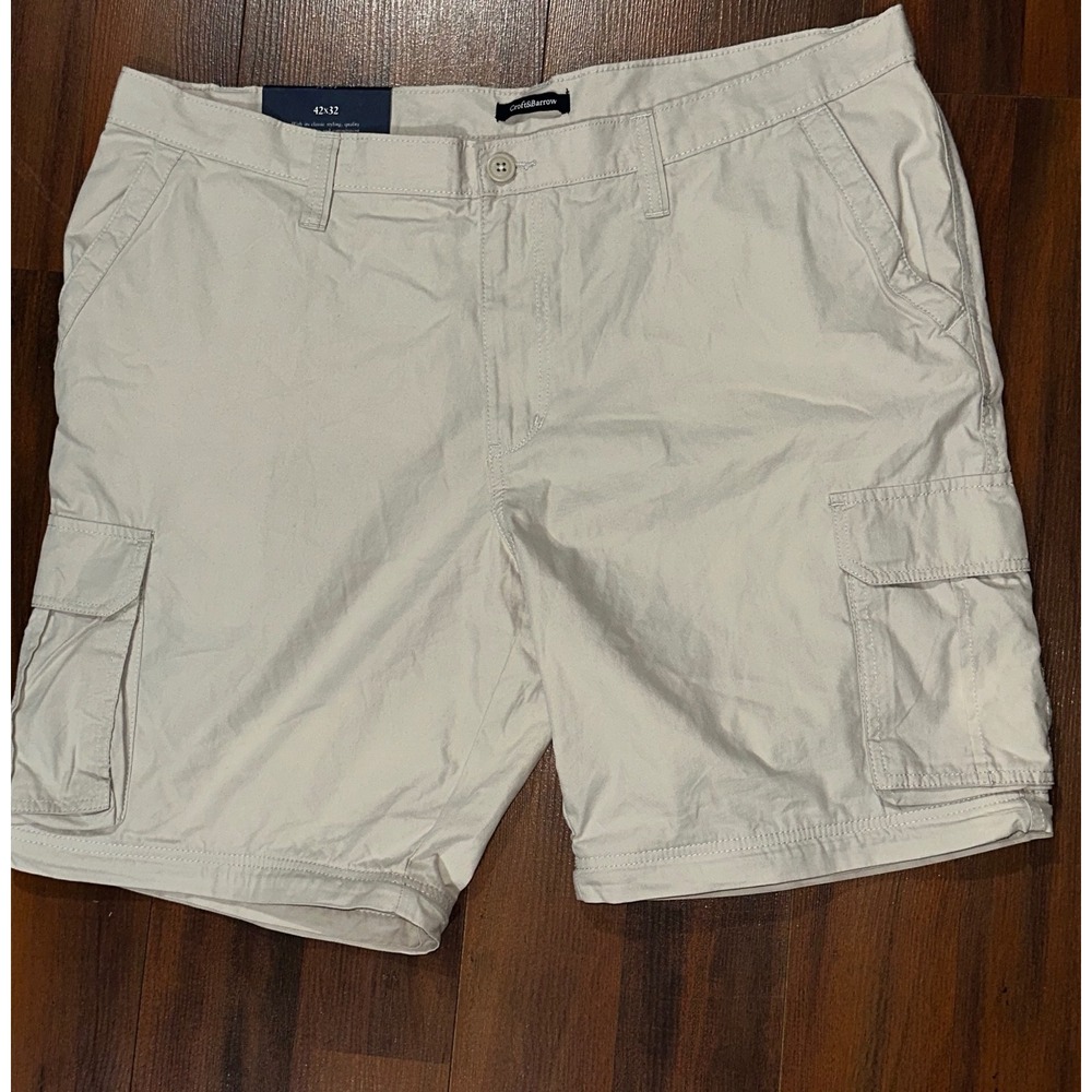 Croft & Barrow Mens Convertible‎ Cargo Shorts Beige Classic Fit 42x32 NWT